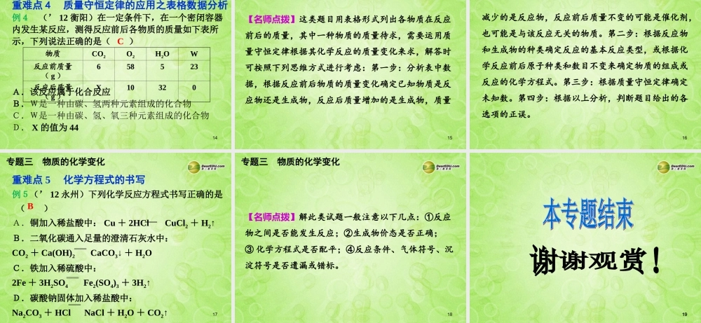 (湖南专用)中考化学总复习 第二部分 专题三 物质的化学变化课件(考点清单+13年中考试题) 课件-2