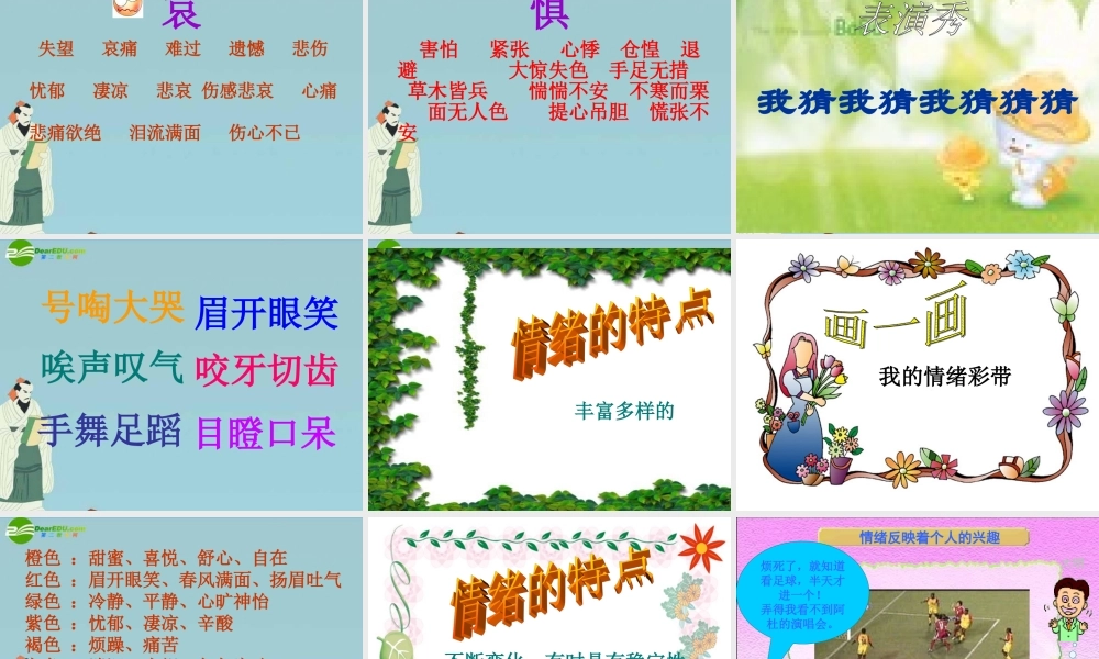 七年级政治上册 第一单元 正确认识自我 第三课 情绪万花筒 丰富多变的情绪课件 陕教版 课件