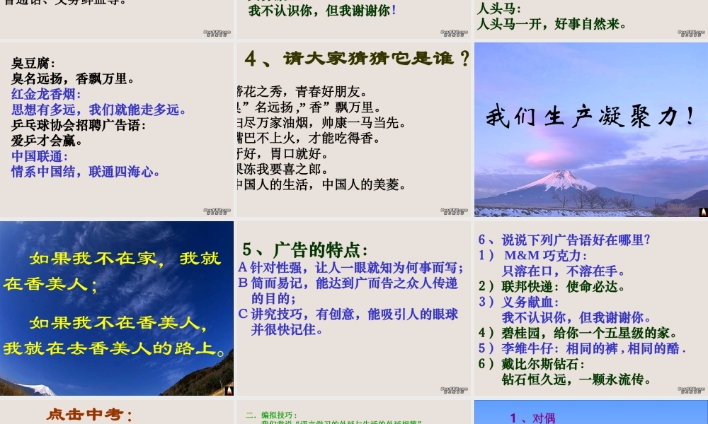 中考语文复习课件广告词 课件