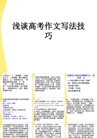 11—12年高三语文 浅谈作文写法技巧课件