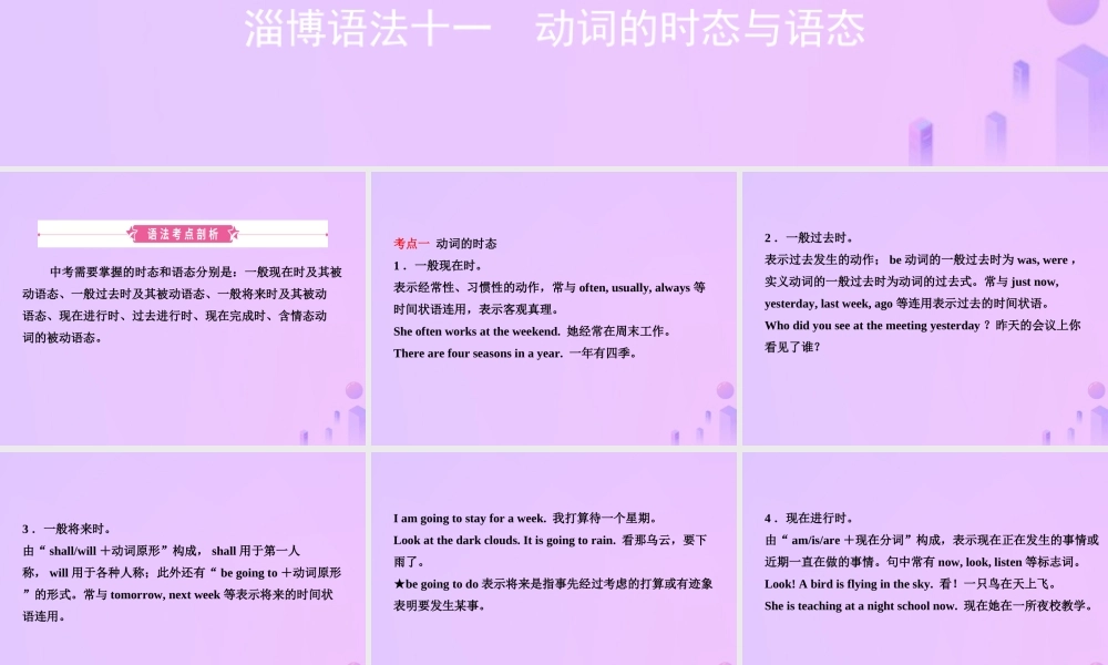 中考英语复习 语法十一 动词的时态与语态课件