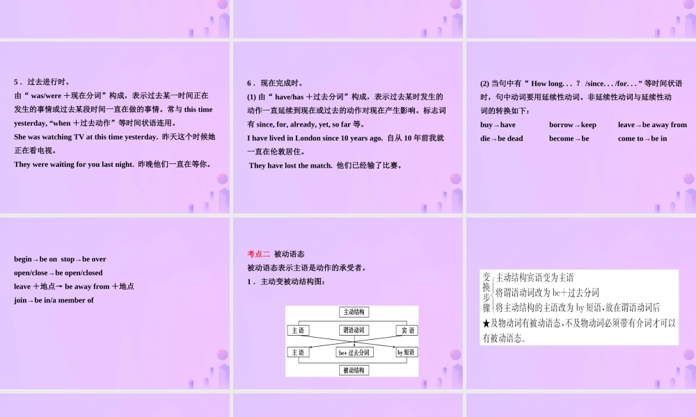 中考英语复习 语法十一 动词的时态与语态课件