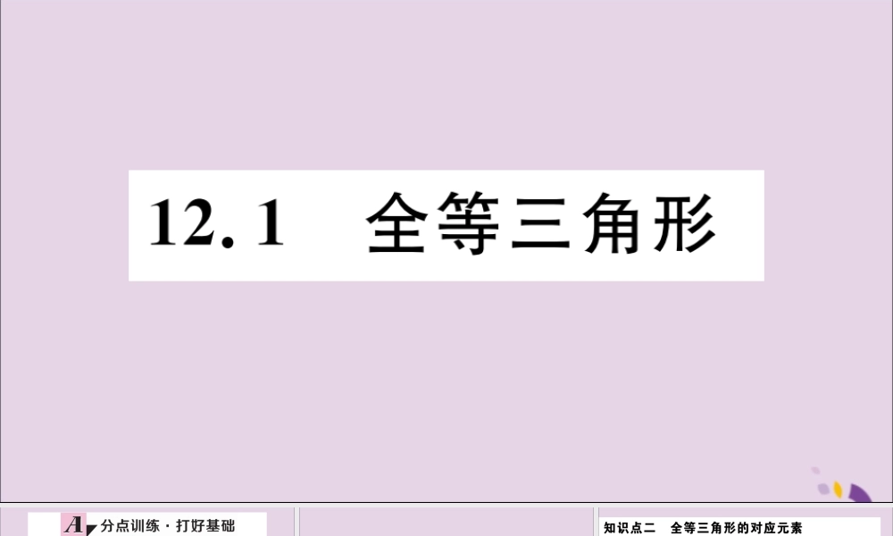 (通用)秋八年级数学上册 12.1 全等三角形习题讲评课件 (新版)新人教版 课件