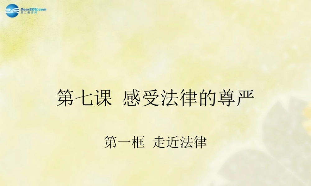 七年级政治下册 第七课 第一框 走近法律课件 新人教版 课件