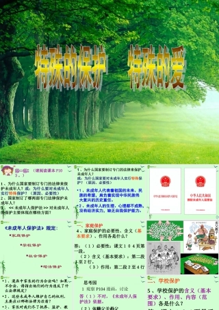七年级政治上册 第八课第一框(特殊的保护 特殊的爱)课件 人教新课标版 课件