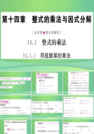 (江西专用)八年级数学上册 第14章 整式的乘法与因式分解 14.1 整式的乘法 14.1.1 同底数幂的乘法作业课件 (新版)新人教版 课件