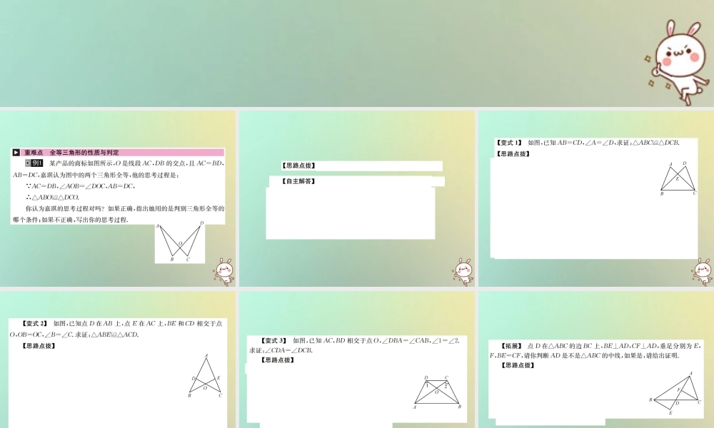 中考数学系统复习 第四单元 图形的初步认识与三角形 第17讲 全等三角形课件