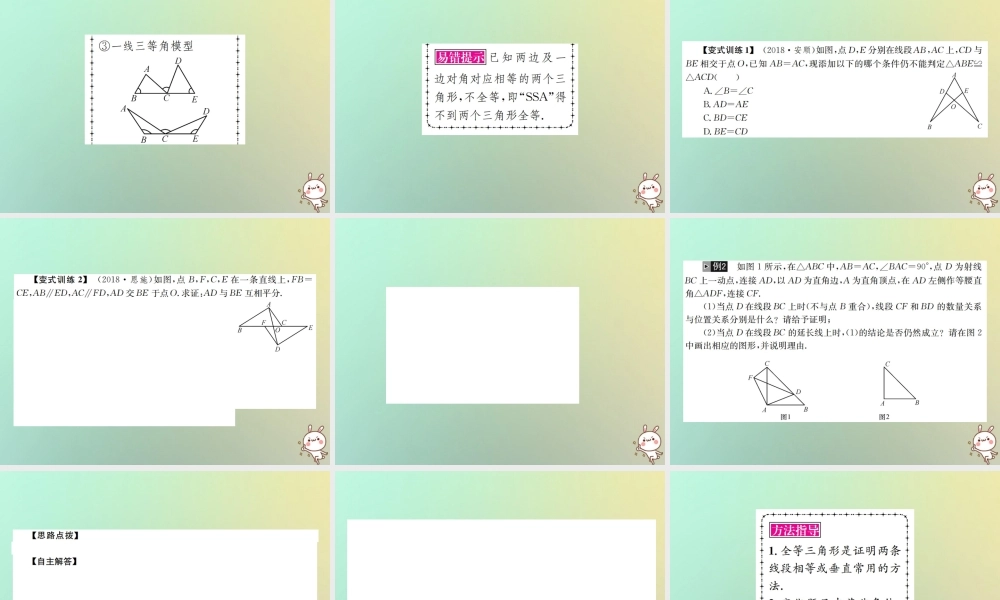 中考数学系统复习 第四单元 图形的初步认识与三角形 第17讲 全等三角形课件