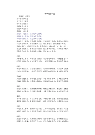 句子成分口诀