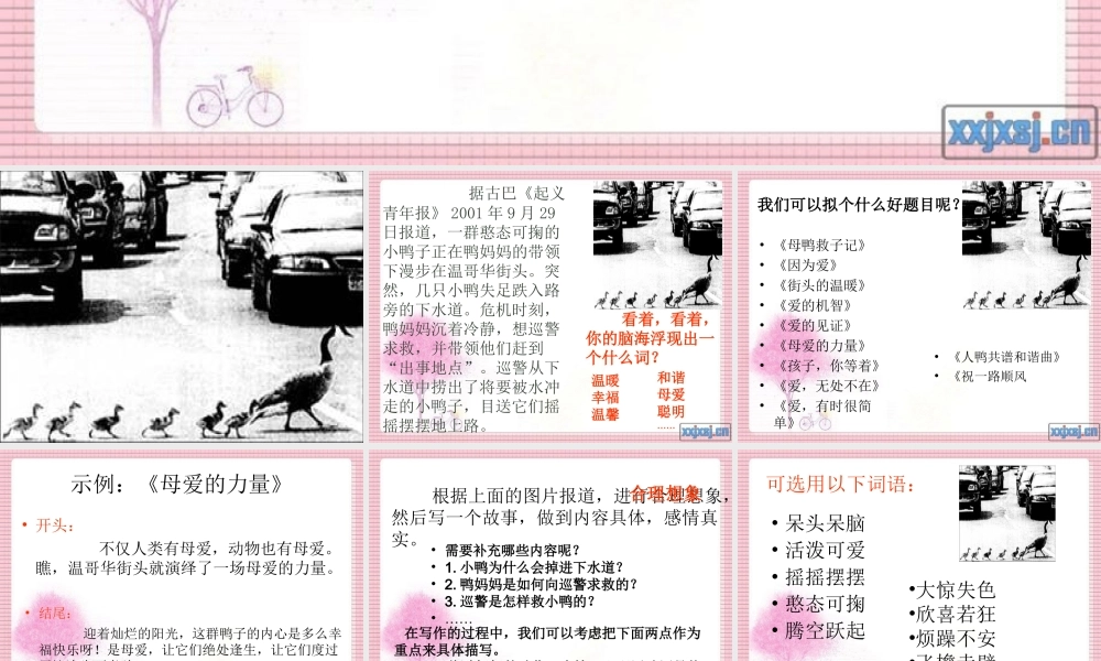 六上第七单元习作根据图片报道写故事(hua)