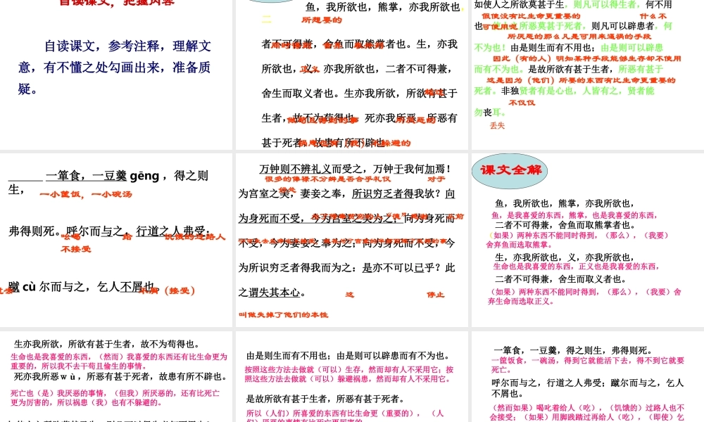 鱼我所欲也（第一课时）