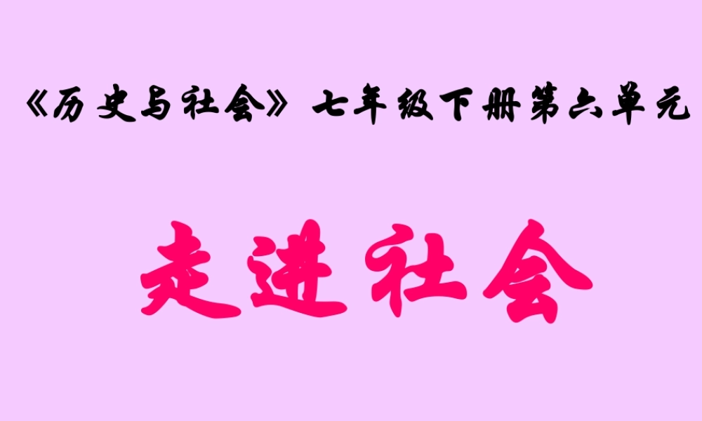 七年级历史与社会下册第六单元走进社会课件