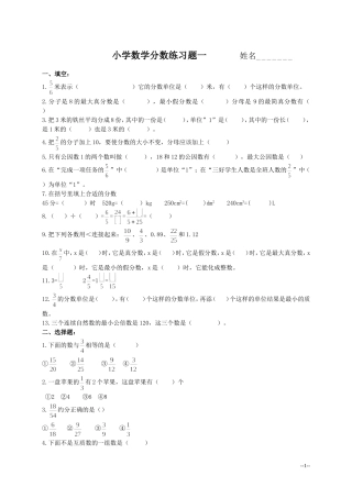 小学数学分数练习题一