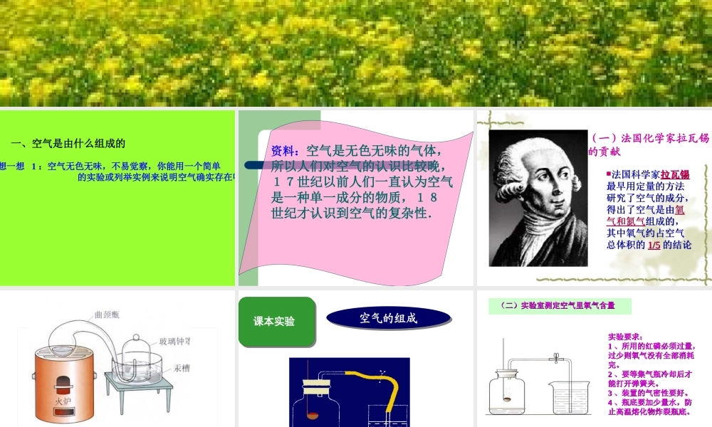 新人教版九年级化学上册第二单元_我们周围的空气课题1空气