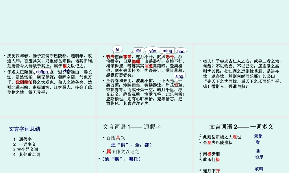 岳阳楼记复习课件