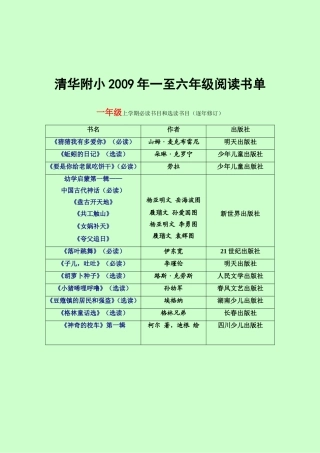 清华附小推荐书目