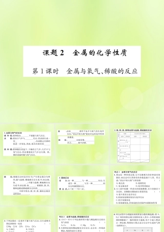 九年级化学下册 第八单元 金属和金属材料 课题2 第1课时 金属与氧气、稀酸的反应复习课件 (新版)新人教版 课件