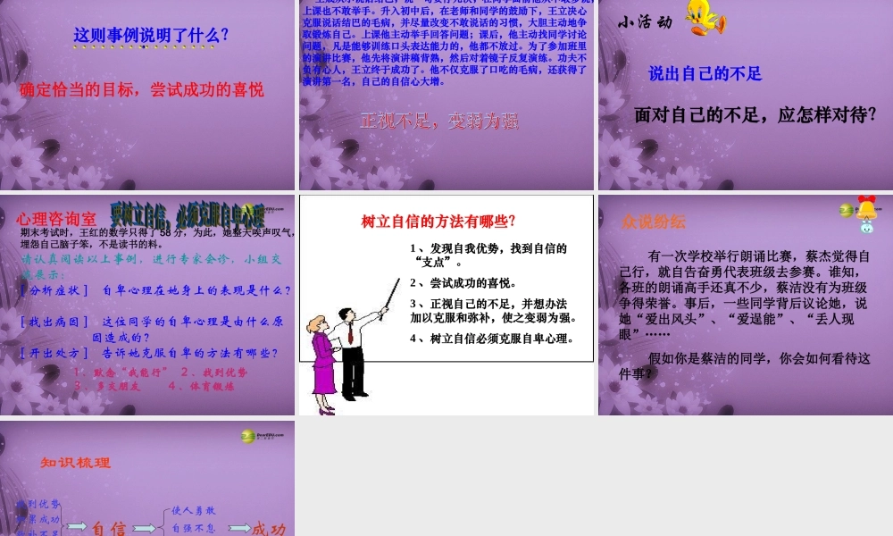 七年级政治上册 第四单元第七课第二框 成功需自信课件 鲁教版 课件