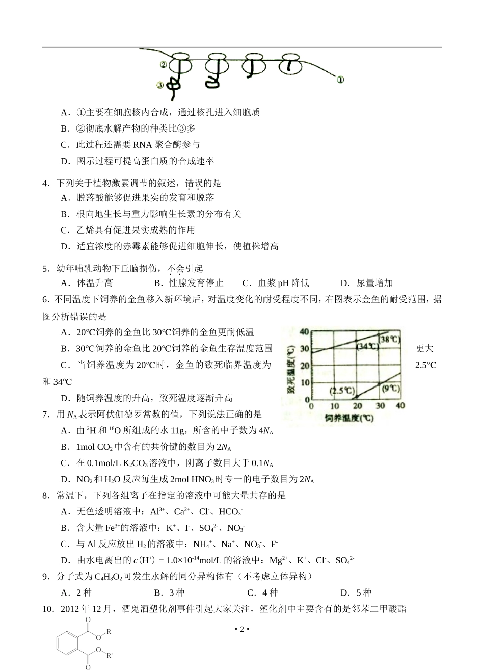 东北三校2013届高三第二次模拟考试理综_第2页