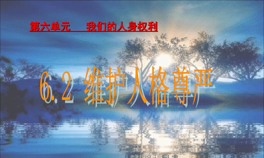 人格尊严公开课堂教学