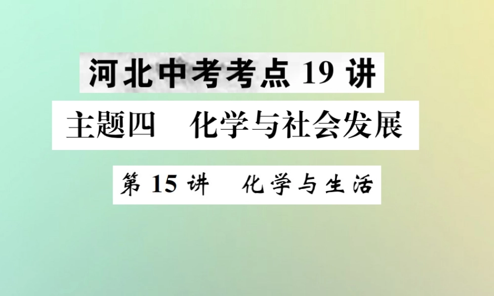(河北专版)中考化学复习 主题四 化学与社会发展 第15讲 化学与生活课件