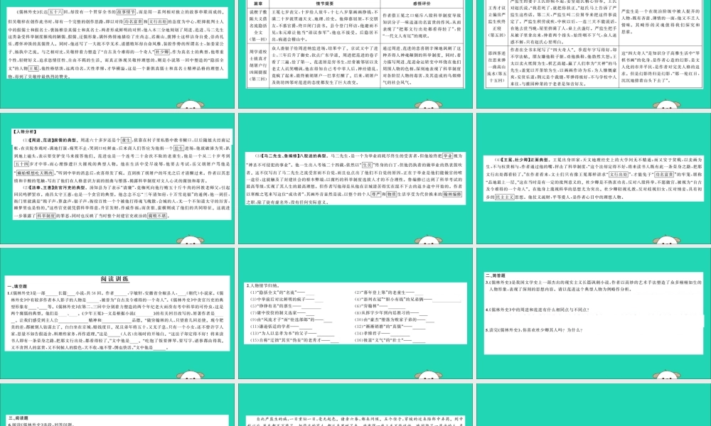 中考语文 名著导读专题讲解(十一)儒林外史课件 新人教版 课件