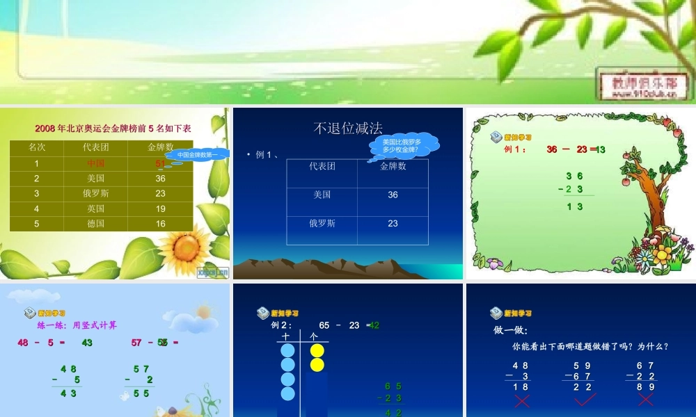 不退位减法课件