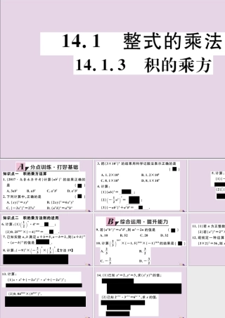 (通用)秋八年级数学上册 14.1 整式的乘法 14.1.3 积的乘方习题讲评课件 (新版)新人教版 课件