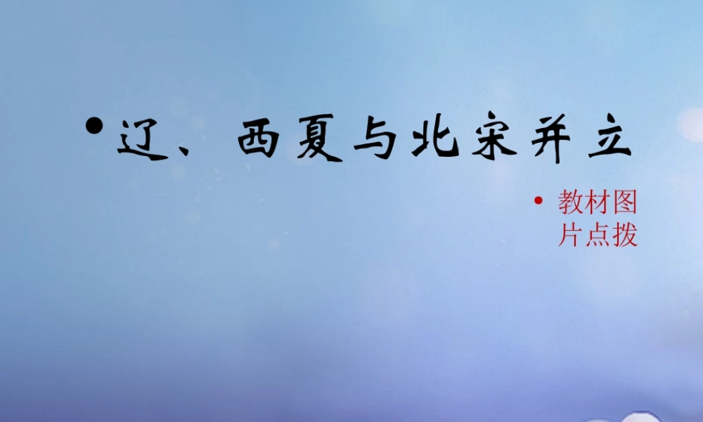 (秋季版)七年级历史下册 第8课(辽、西夏与北宋并立)(教材图片点拨)素材 北师大版 素材