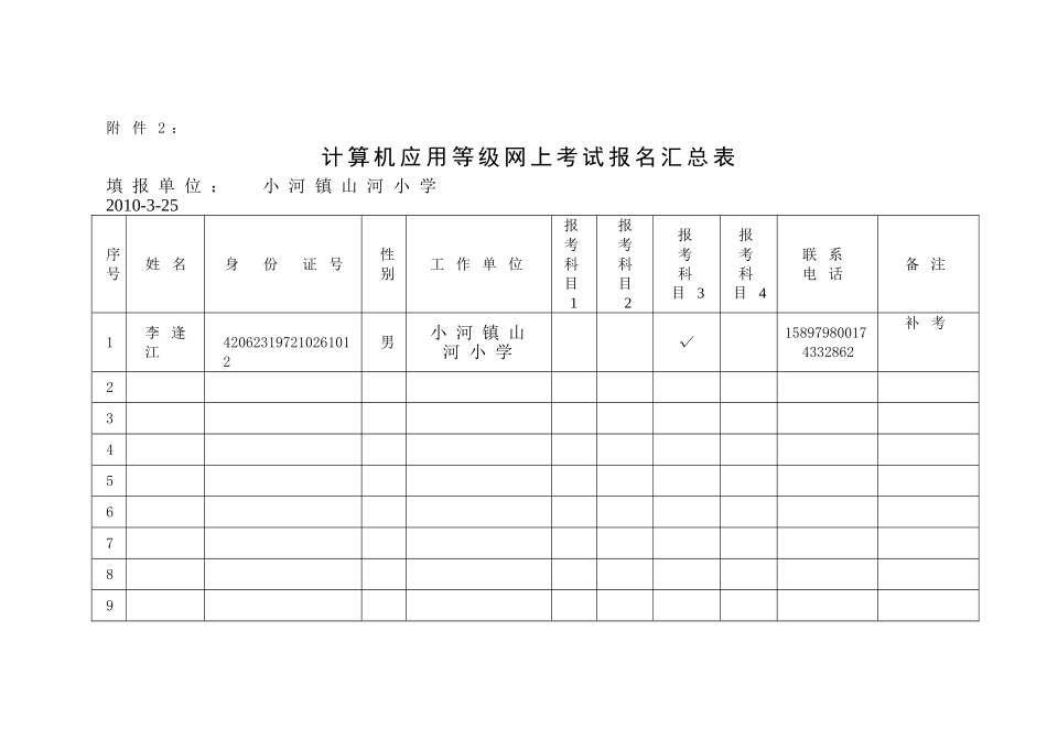 计算机考试报名表_第2页