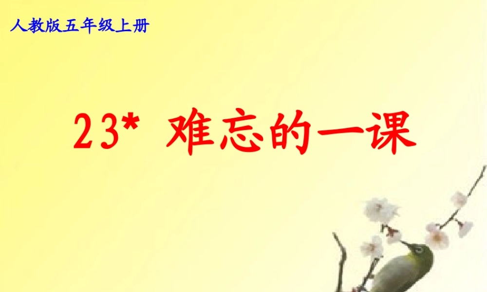 难忘的一课新 