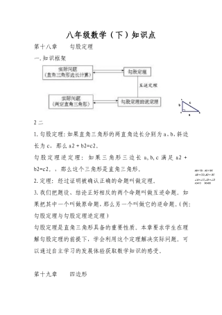 八年级数学（下）知识点点第十八-十九章