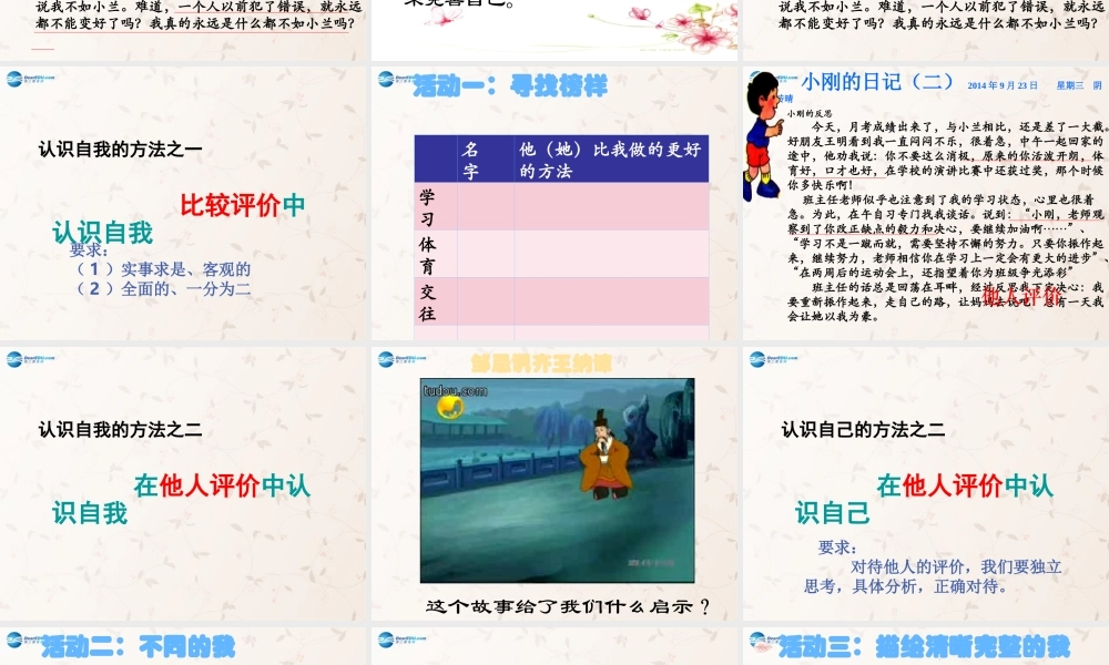 七年级政治上册 8.1 认识自我课件 教科版 课件