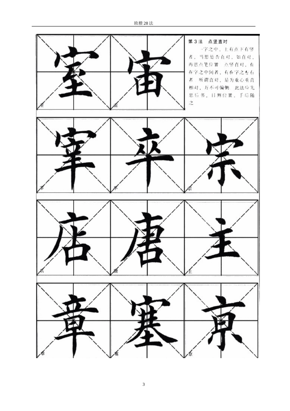 田英章老师欧楷结构28法_第3页