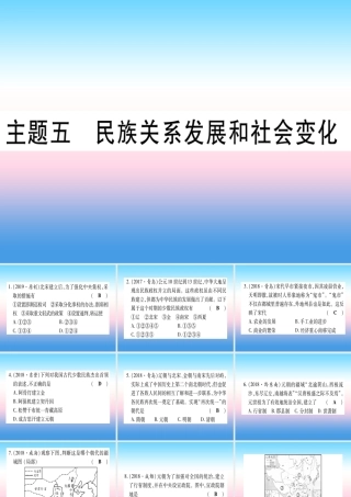 (甘肃专用)中考历史总复习 第一篇 考点系统复习 板块一 中国古代史 主题五 民族关系发展和社会变化(精练)课件