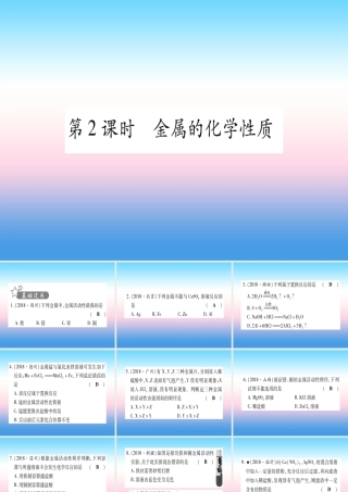 (云南专用)中考化学总复习 第1部分 教材系统复习 九下 第8单元 金属和金属材料 第2课时 金属的化学性质(精练)课件