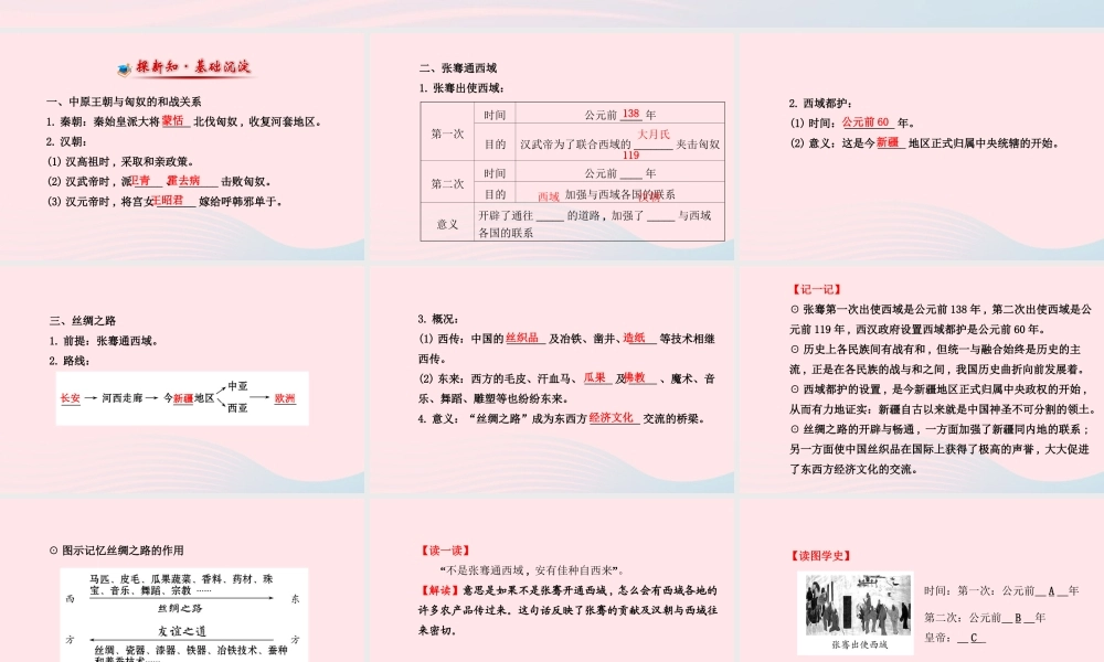 七年级历史上册 第三单元 大一统的秦汉帝国 16秦汉开拓西域和丝绸之路课件 北师大版 课件