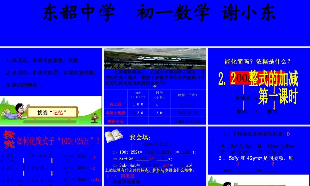 整式加减—合并同类项