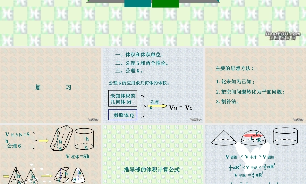 9.11球的体积3 高二数学直线 平面 简单几何体ppt课件集三 人教版 高二数学直线 平面 简单几何体ppt课件集三 人教版