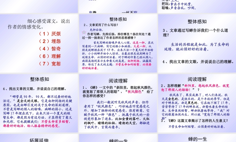 短文两篇《蝉》《贝壳》课件