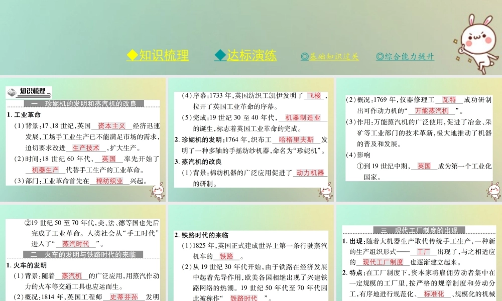 九年级历史上册 第七单元 工业革命、马克思主义的诞生和反殖民斗争 第18课 工业革命课件 川教版 课件