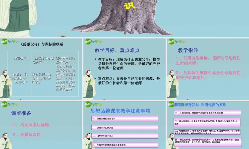 七年级政治下册 感激父母说课知识树课件 北师大版 课件