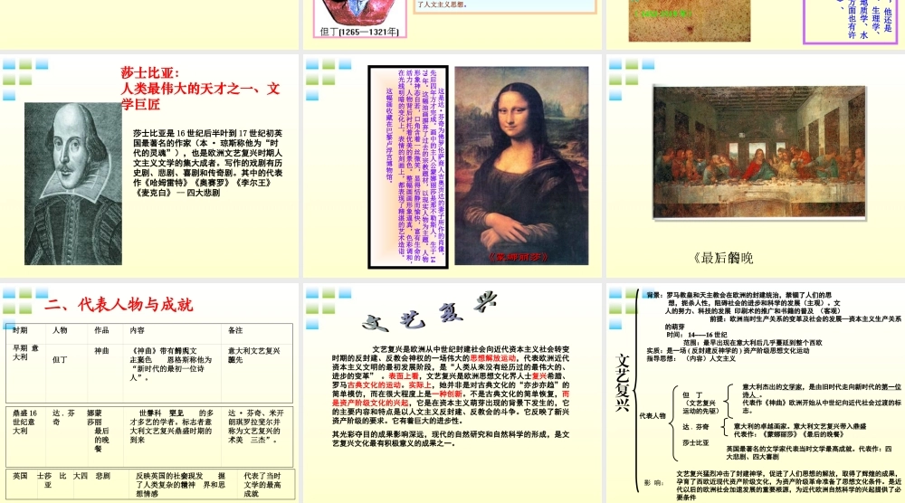 九年级历史 文艺复兴运动 课件 人教新课标版 课件