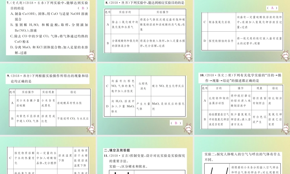 (河北专版)中考化学复习 主题五 科学探究 第19讲 实验方案的设计与评价课件