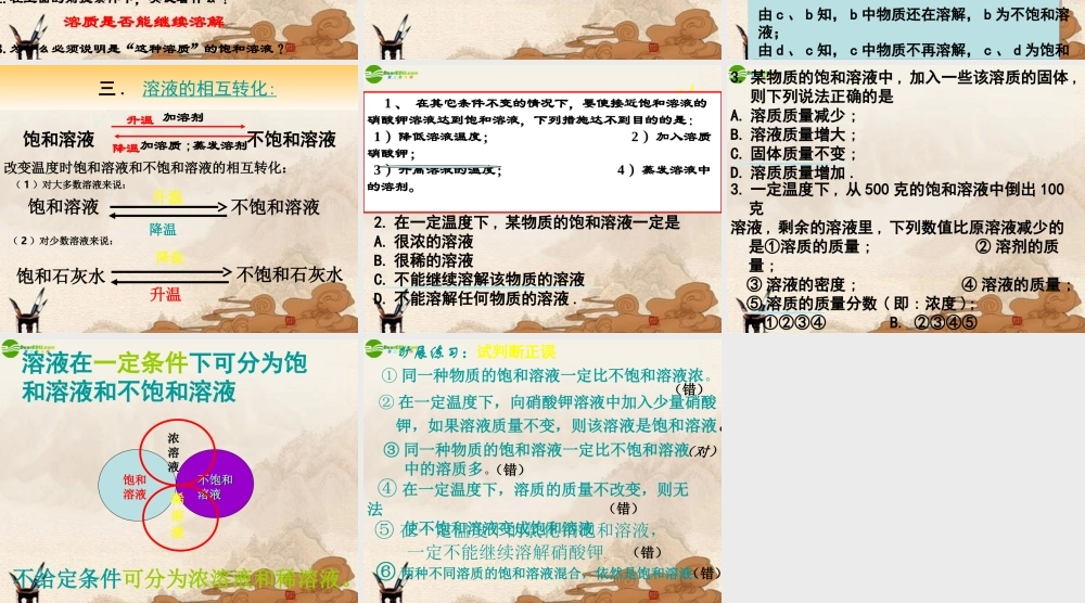 九年级化学下册 第九单元课题二溶解度(第一课时)课件 人教新课标版 课件