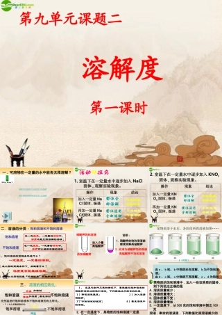九年级化学下册 第九单元课题二溶解度(第一课时)课件 人教新课标版 课件