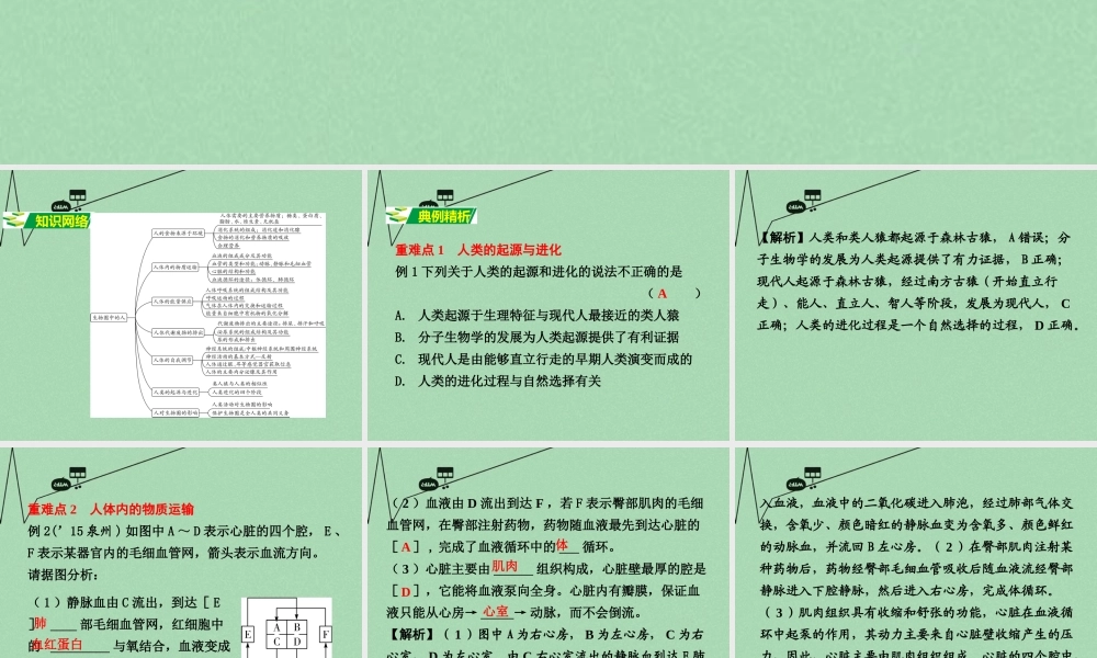 中考生物 第二部分 重点专题突破 专题五 生物圈中的人复习课件 苏教版 课件