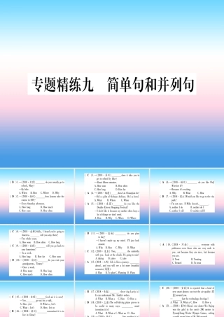 中考英语准点备考 专题精练九 简单句和并列句课件