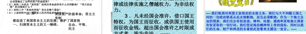九年级历史 中外历史上的资产阶级革命课件