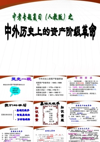 九年级历史 中外历史上的资产阶级革命课件